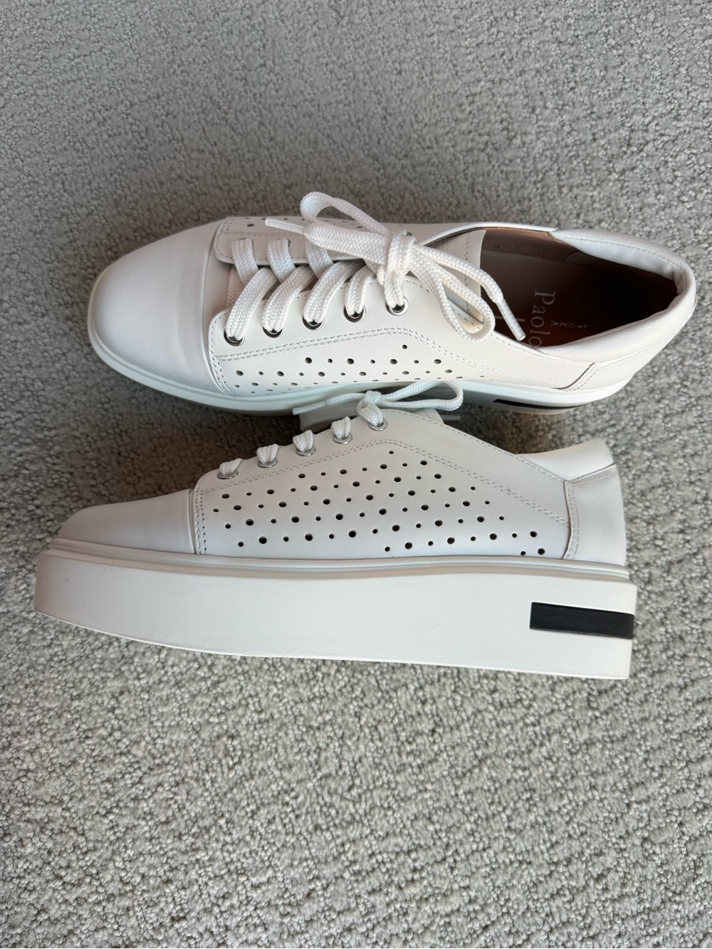Linea Paolo Women’s White Platform Perforated Leather Sneaker - Picture 7 of 12